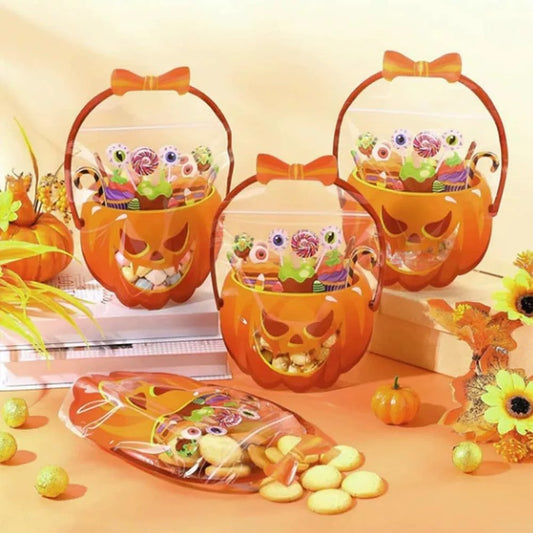 Halloween Favor Bags Transparent Pumpkin Sealed Pouches-40pcs
