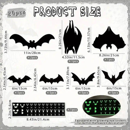 Magnetic Bats, Halloween Bat Decoration-24pcs