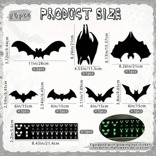 Magnetic Bats, Halloween Bat Decoration-24pcs