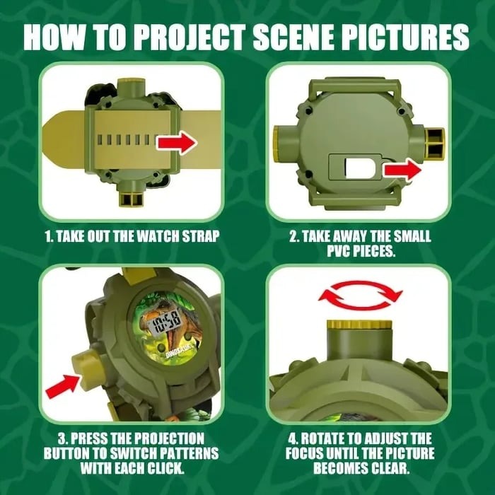 Dinosaur Projector Watch for Kids - 24 Dino Images Interactive