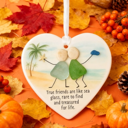 Heart-Shape Acrylic Sea Glass Friendship Decor
