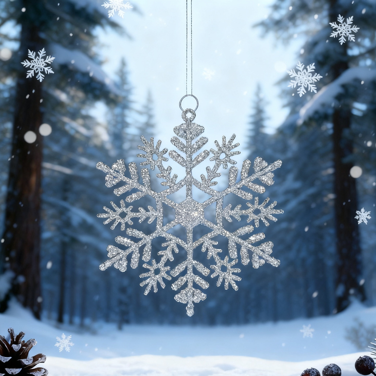 Christmas Concepts Pack of 30-10cm Silver Glitter Snowflake Hanging Decorations