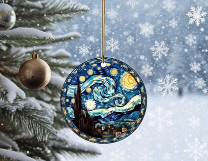 Stained Glass Starry Night Ornament, Van Gogh Keepsaket