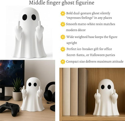 Funny Ghost Figurine – Halloween Middle Finger Ghost Statue-2pcs