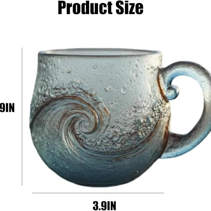 Handcrafted Ocean Wave Glass Mug Cup
