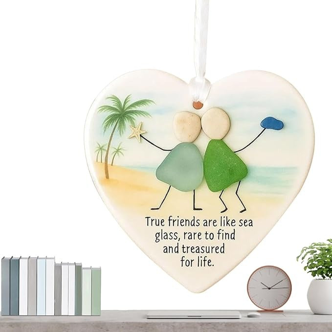 Heart-Shape Acrylic Sea Glass Friendship Decor