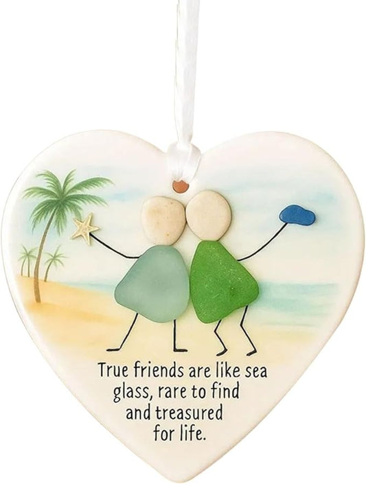 Heart-Shape Acrylic Sea Glass Friendship Decor