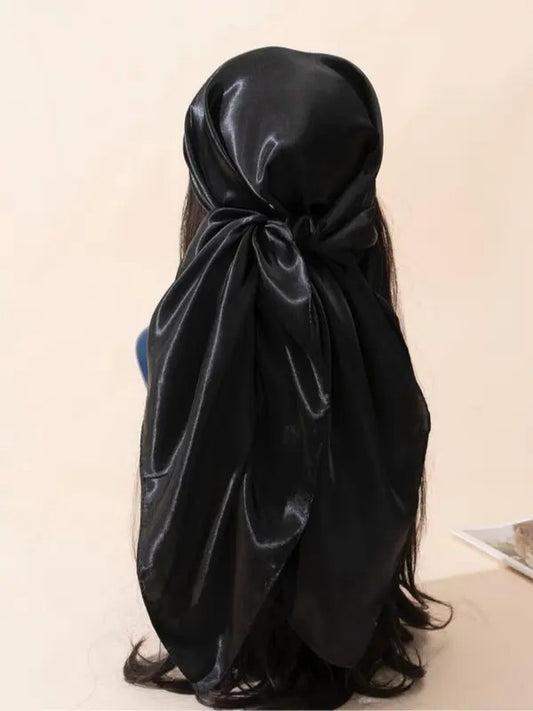 Women's Solid Color Satin Scarf, Fashionable Soft Scarf for Daily Wear, Casual Versatile Accessories for Women & Girls