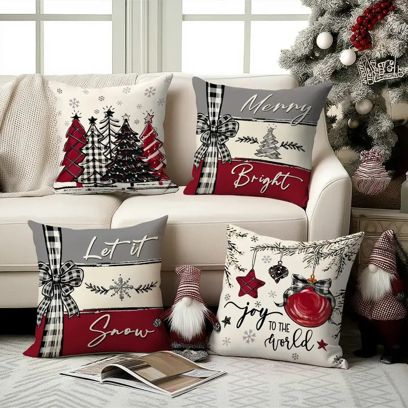 4pcs Merry Christmas Throw Pillow Cover