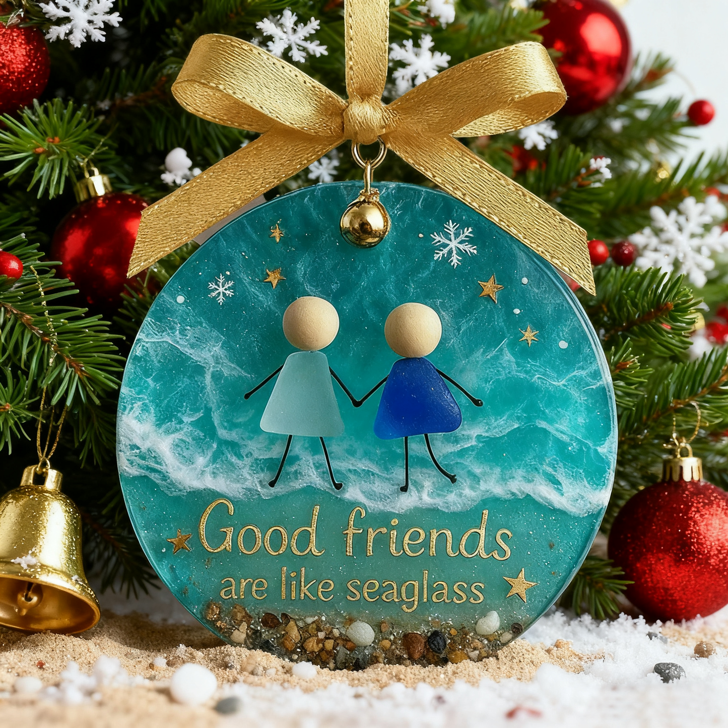 Friendship Sea Glass Ornament,Christmas Ornament