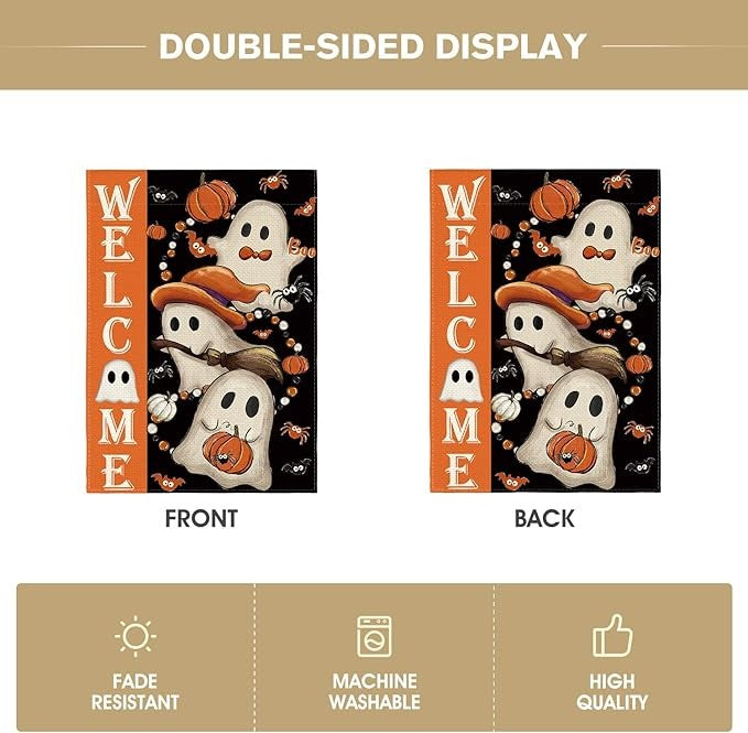 Colorlife Halloween Garden Flag 12x18 Inch Double Sided Outside