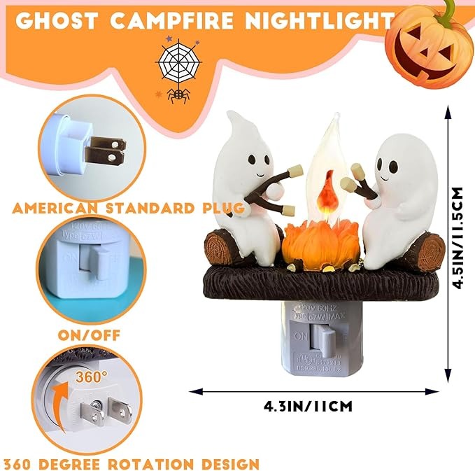 Ghost Campfire Flame Halloween Nightlight