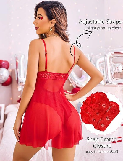 Womens Lace Bodysuit Teddy Chemise Sexy Nighty Mesh Sleepwear-BUY 1 GET 1 FREE
