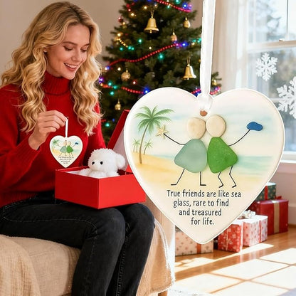 Heart-Shape Acrylic Sea Glass Friendship Decor