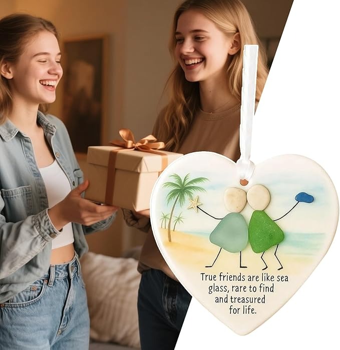 Heart-Shape Acrylic Sea Glass Friendship Decor