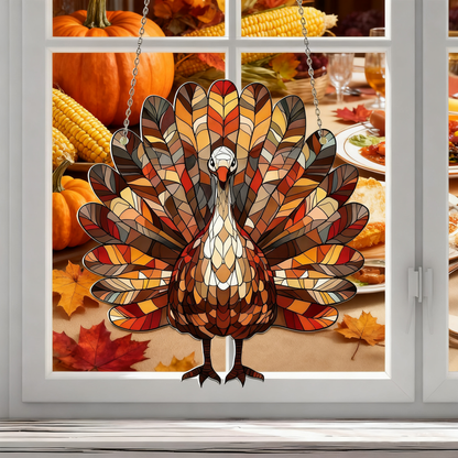 Thanksgiving Turkey Acrylic Window Hanging: Fall Decor