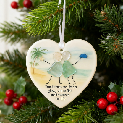 Heart-Shape Acrylic Sea Glass Friendship Decor