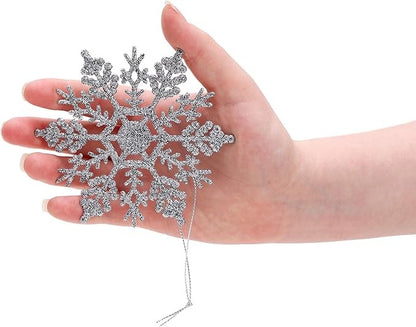 Christmas Concepts Pack of 30-10cm Silver Glitter Snowflake Hanging Decorations