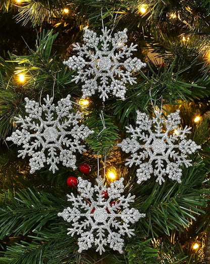 Christmas Concepts Pack of 30-10cm Silver Glitter Snowflake Hanging Decorations