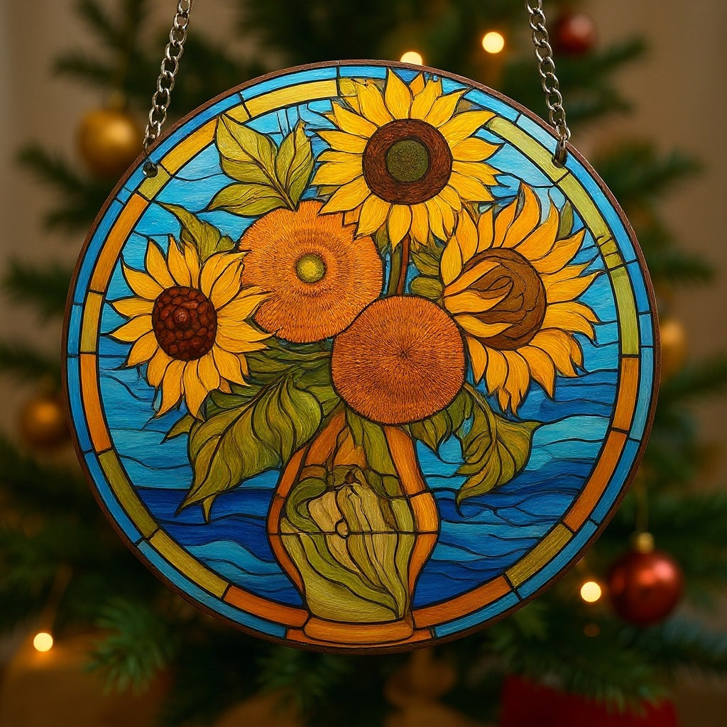 Christmas Sunflower Ornament, Van Gogh Ornament