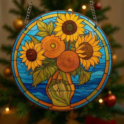 Christmas Sunflower Ornament, Van Gogh Ornament