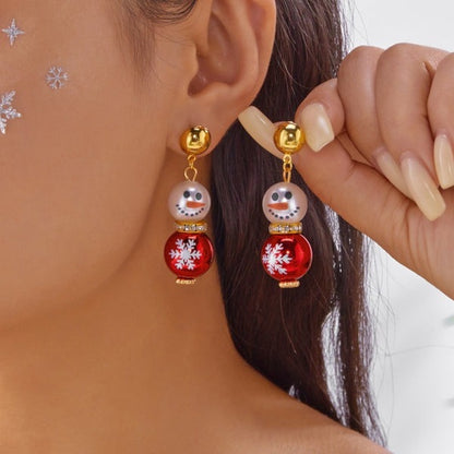 14K Gold-Plated Christmas Snowman Earrings