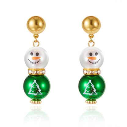 14K Gold-Plated Christmas Snowman Earrings