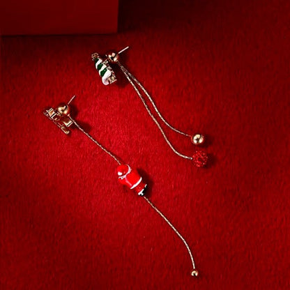 14K Gold Plated Christmas Santa Claus Tassel Earrings
