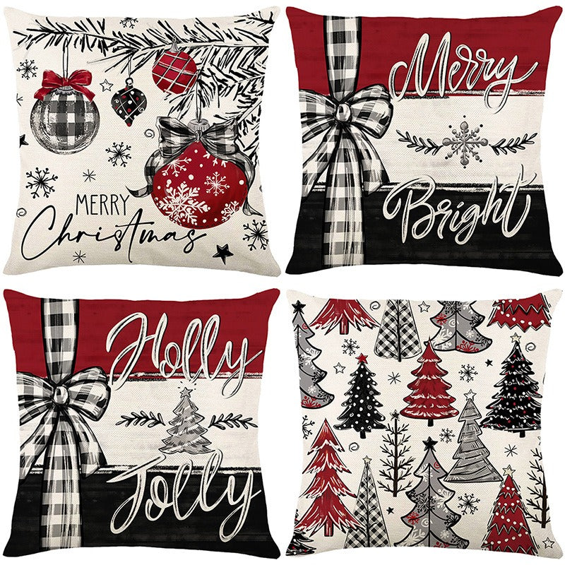 4pcs Merry Christmas Throw Pillow Cover