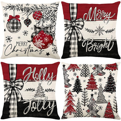 4pcs Merry Christmas Throw Pillow Cover