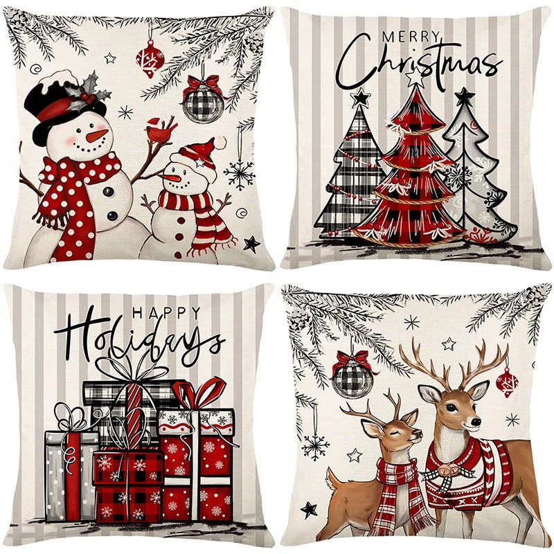 4pcs Merry Christmas Throw Pillow Cover