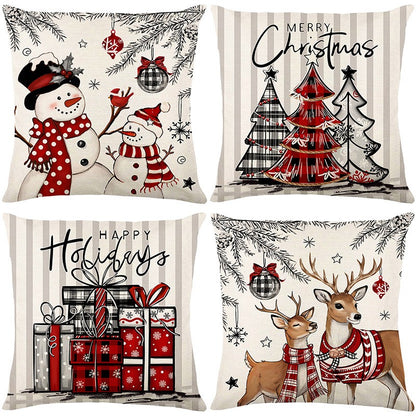 4pcs Merry Christmas Throw Pillow Cover