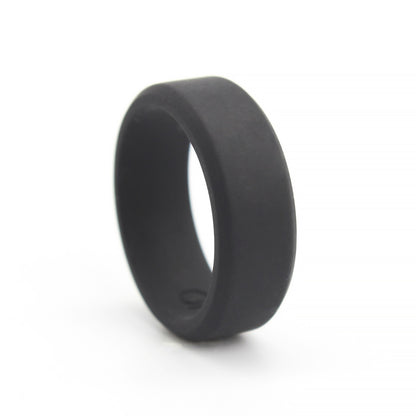 8mm Black Silicone Wedding Band | Unisex Rubber Activity Ring-5pcs