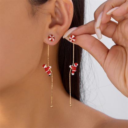 14K Gold Plated Christmas Santa Claus Tassel Earrings