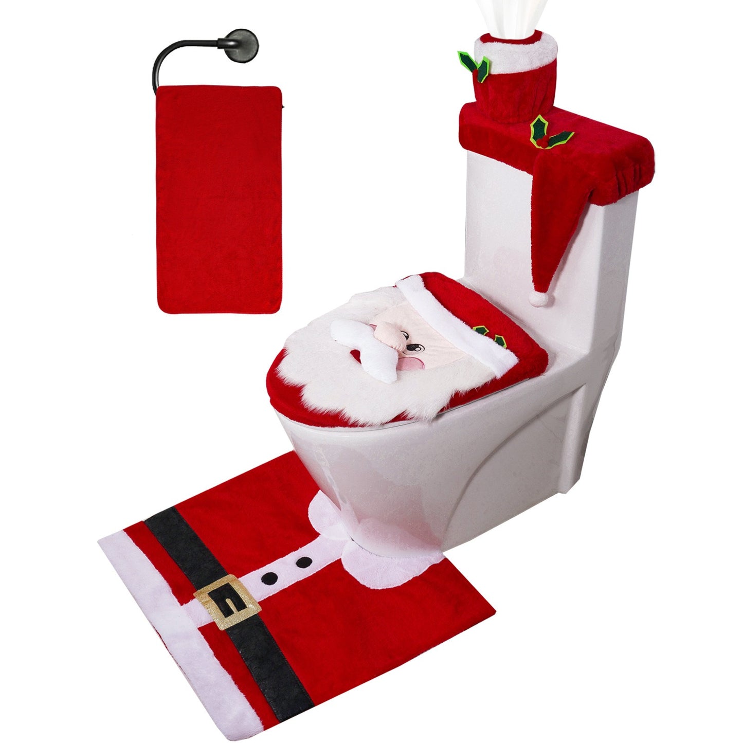5 Pieces Christmas Theme Bathroom Decoration Set