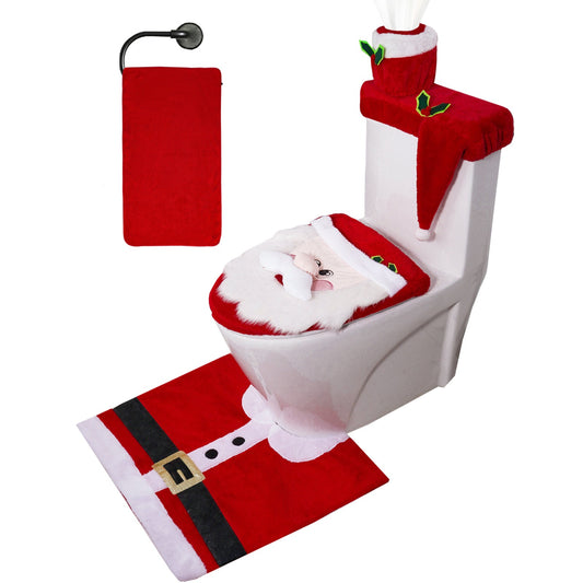 5 Pieces Christmas Theme Bathroom Decoration Set