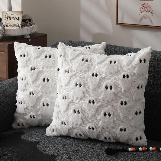 Halloween Ghost White Throw Pillow Cover Set of 2