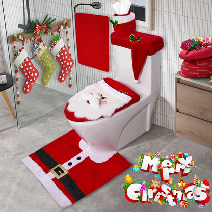 5 Pieces Christmas Theme Bathroom Decoration Set