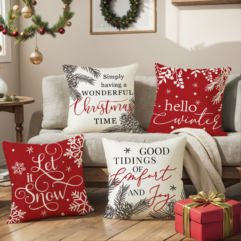 4pcs Merry Christmas Throw Pillow Cover