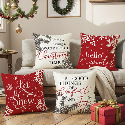 4pcs Merry Christmas Throw Pillow Cover