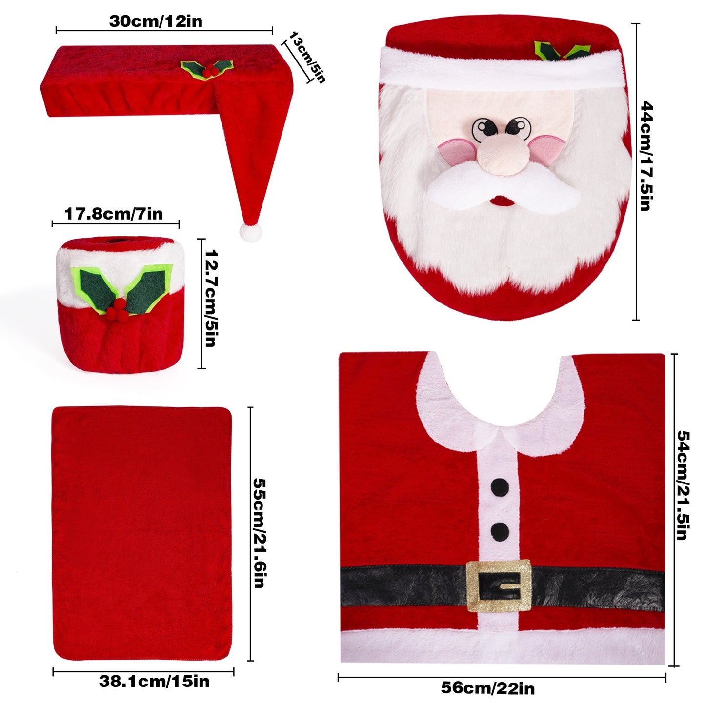 5 Pieces Christmas Theme Bathroom Decoration Set