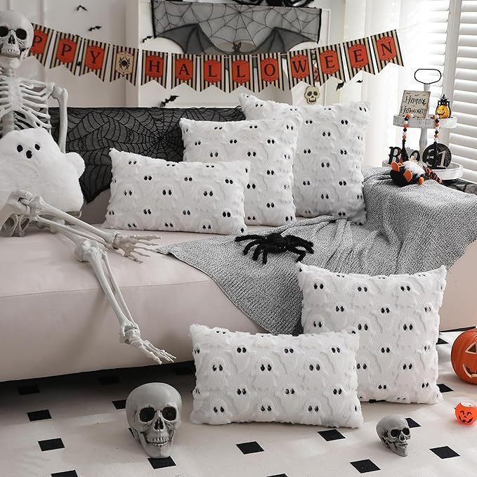 Halloween Ghost White Throw Pillow Cover Set of 2