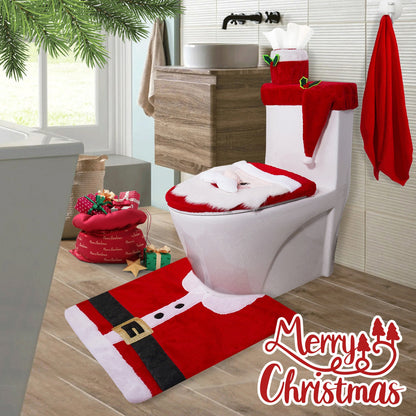 5 Pieces Christmas Theme Bathroom Decoration Set