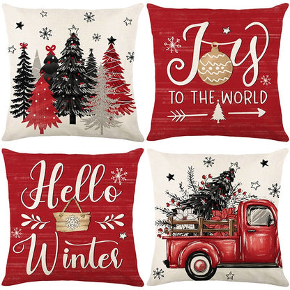 4pcs Merry Christmas Throw Pillow Cover