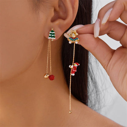 14K Gold Plated Christmas Santa Claus Tassel Earrings