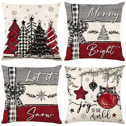 4pcs Merry Christmas Throw Pillow Cover