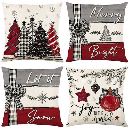 4pcs Merry Christmas Throw Pillow Cover