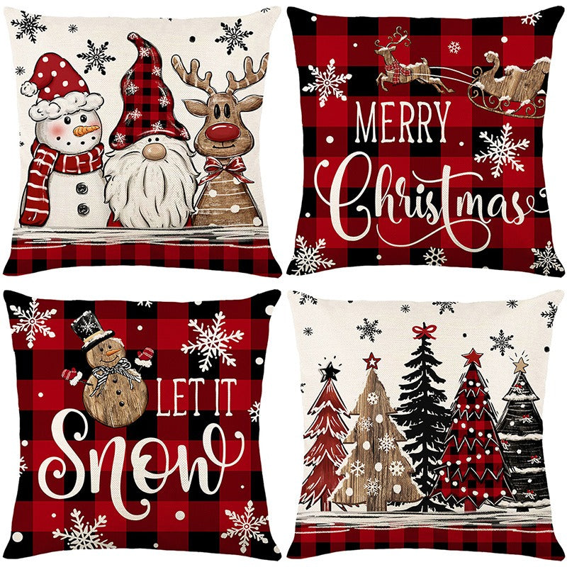 4pcs Merry Christmas Throw Pillow Cover