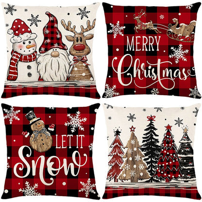 4pcs Merry Christmas Throw Pillow Cover