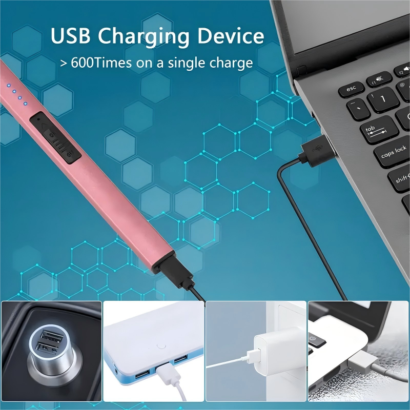 Electric Candle Lighter, Christmas Stocking Stuffers Gifts for Women Mom Men Wife Sister, USB Arc Rechargeable Windproof Long Lighter for Candle BBQ Housewarming Birthday Gifts Idals